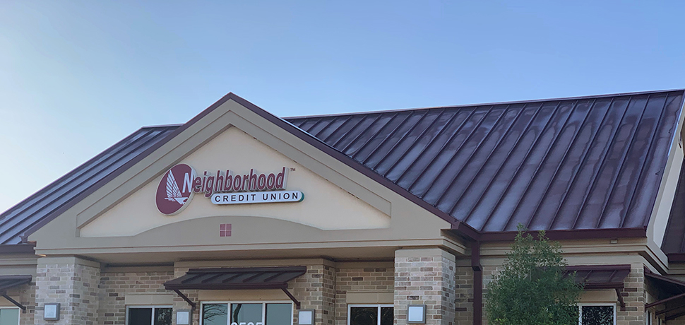 Outside building with logo sign